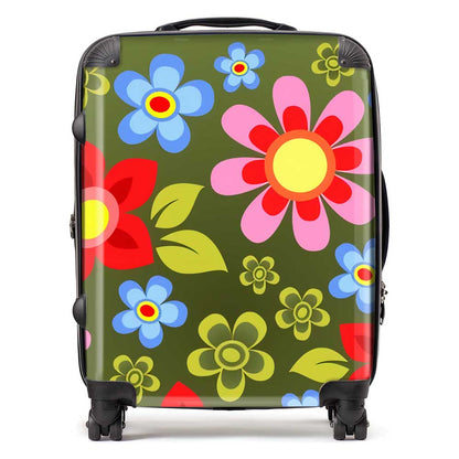 Red And Blue Flowers Suitcase