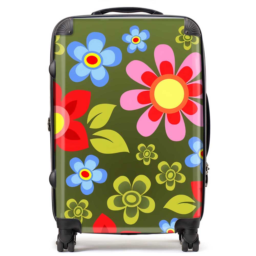 Red And Blue Flowers Suitcase