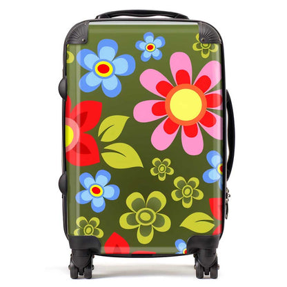 Red And Blue Flowers Suitcase