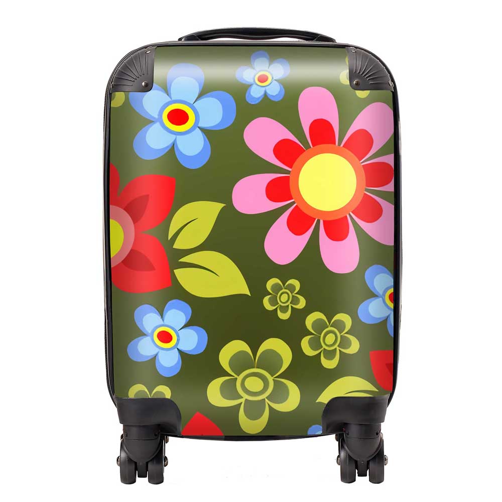 Red And Blue Flowers Suitcase