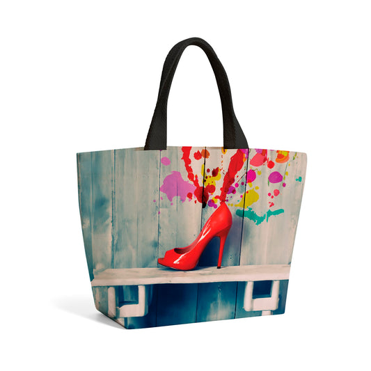 Retro Red Shoes Beach Shopper Tote Bag