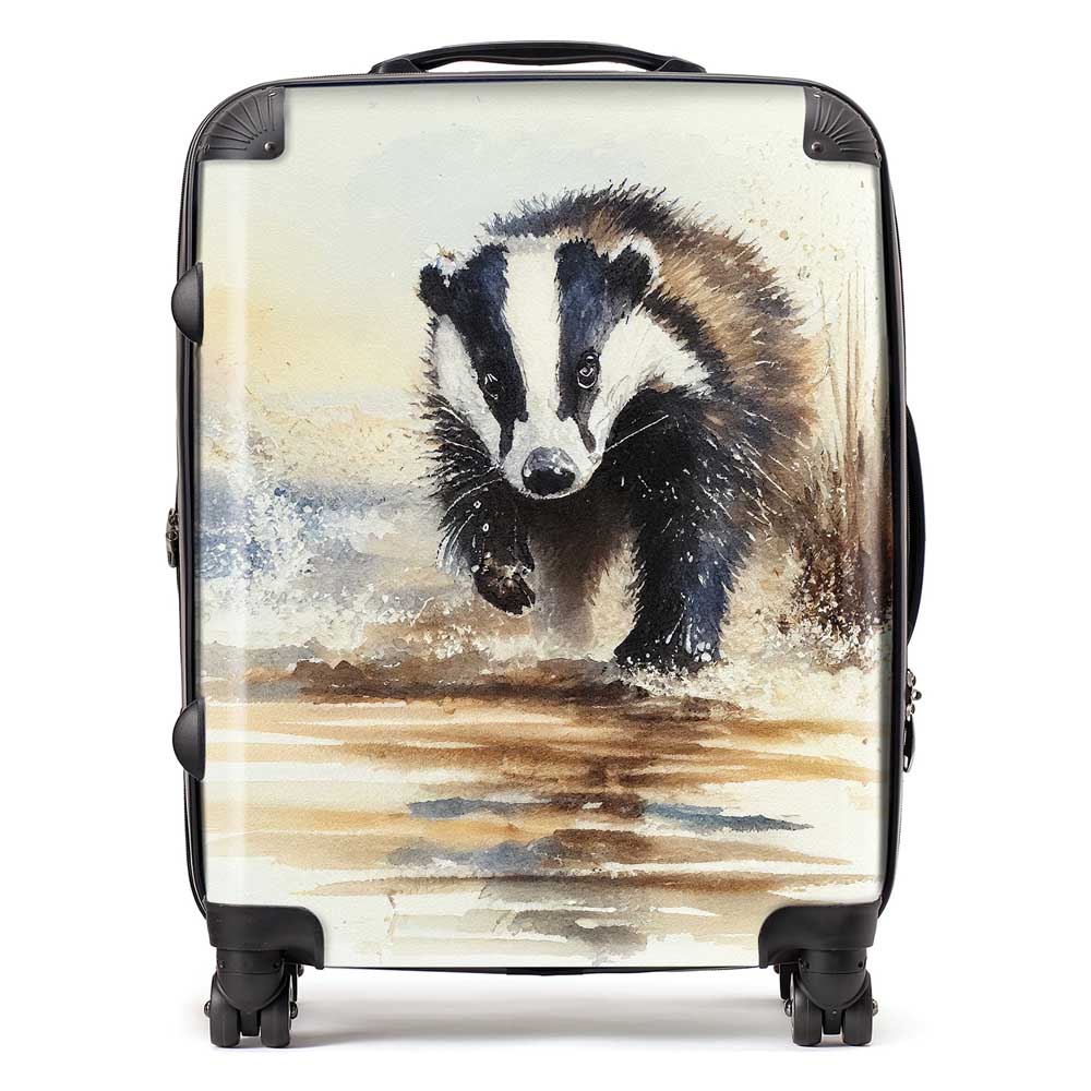 Wading Badger Watercolour Suitcase