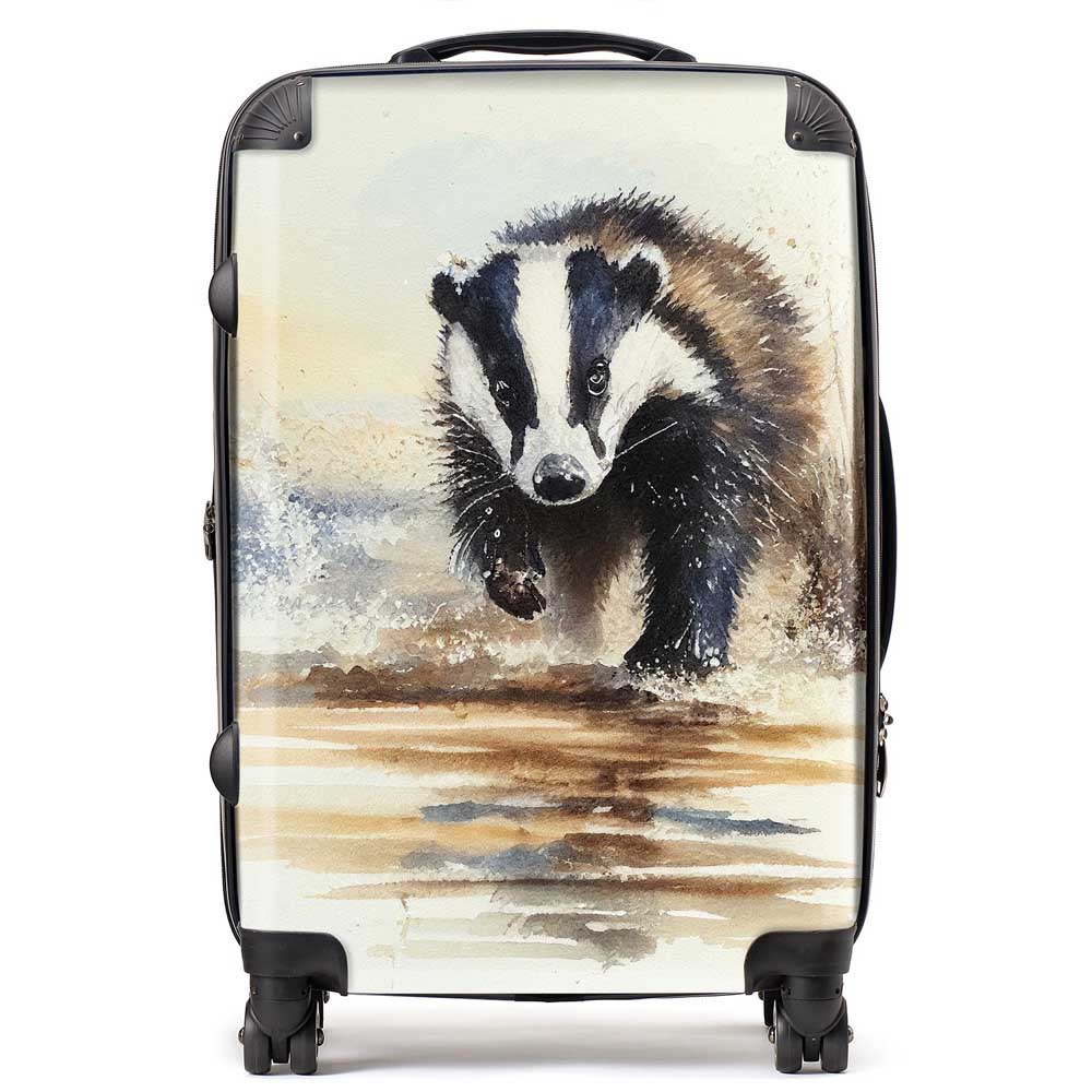 Wading Badger Watercolour Suitcase