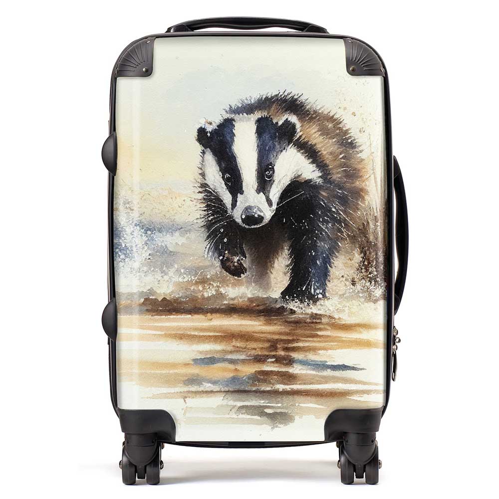 Wading Badger Watercolour Suitcase