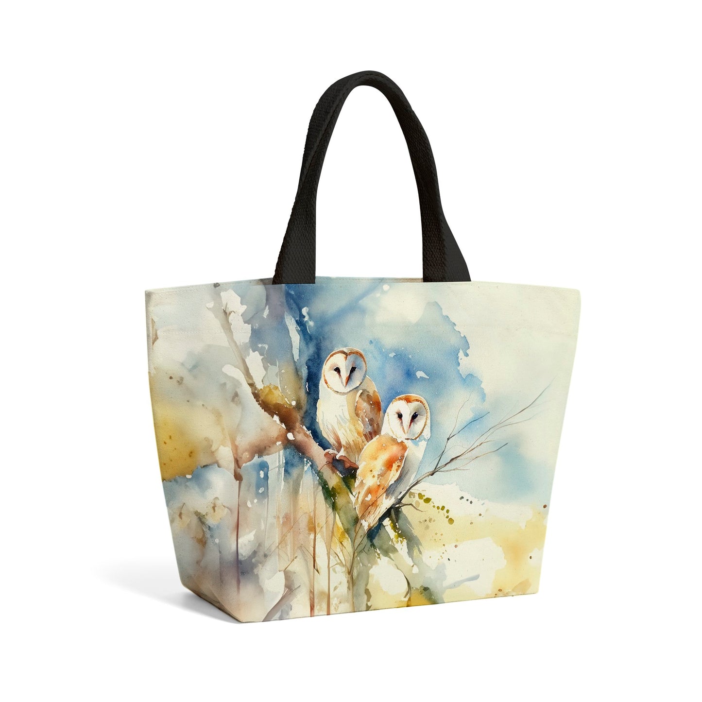 Barn Owls Watercolour Beach Shopper Tote Bag