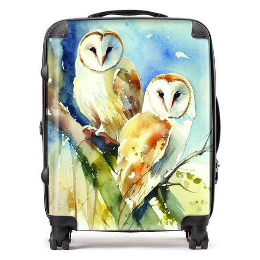 Barn Owls Watercolour Suitcase