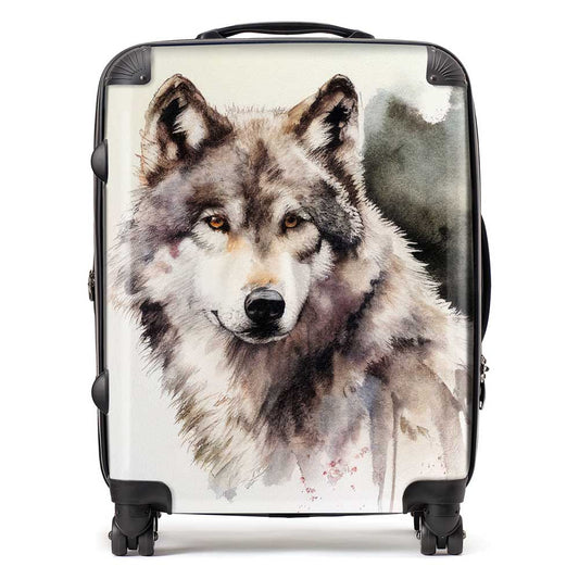 Loyal Wolf Watercolour Suitcase