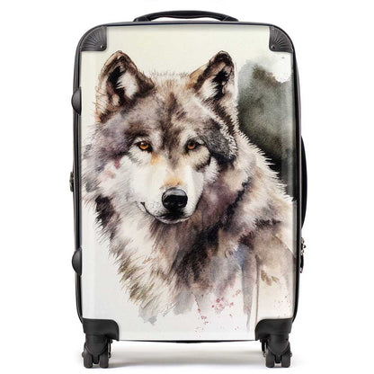 Loyal Wolf Watercolour Suitcase