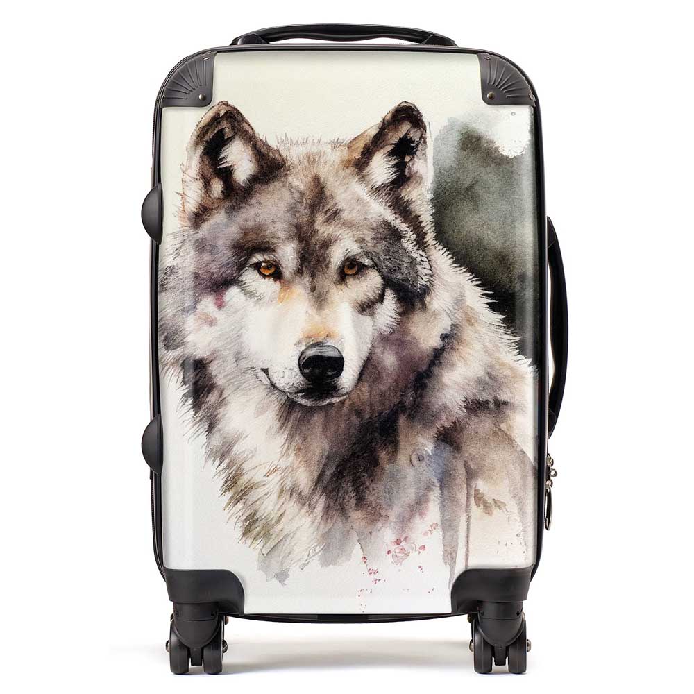 Loyal Wolf Watercolour Suitcase