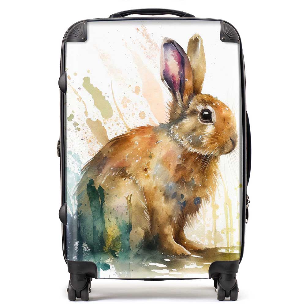 Rabbit Splash Watercolour Suitcase