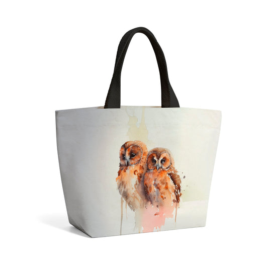 Loving Tawny Owls Watercolour Beach Shopper Tote Bag