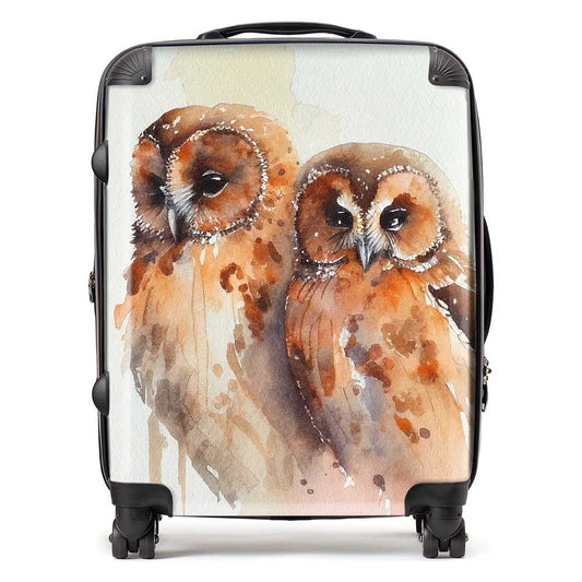 Loving Tawny Owls Watercolour Suitcase