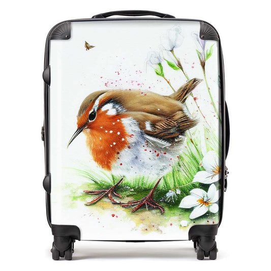 Robin And Daisies Watercolour Suitcase