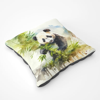 Panda Eating Bamboo Watercolour Floor Cushion