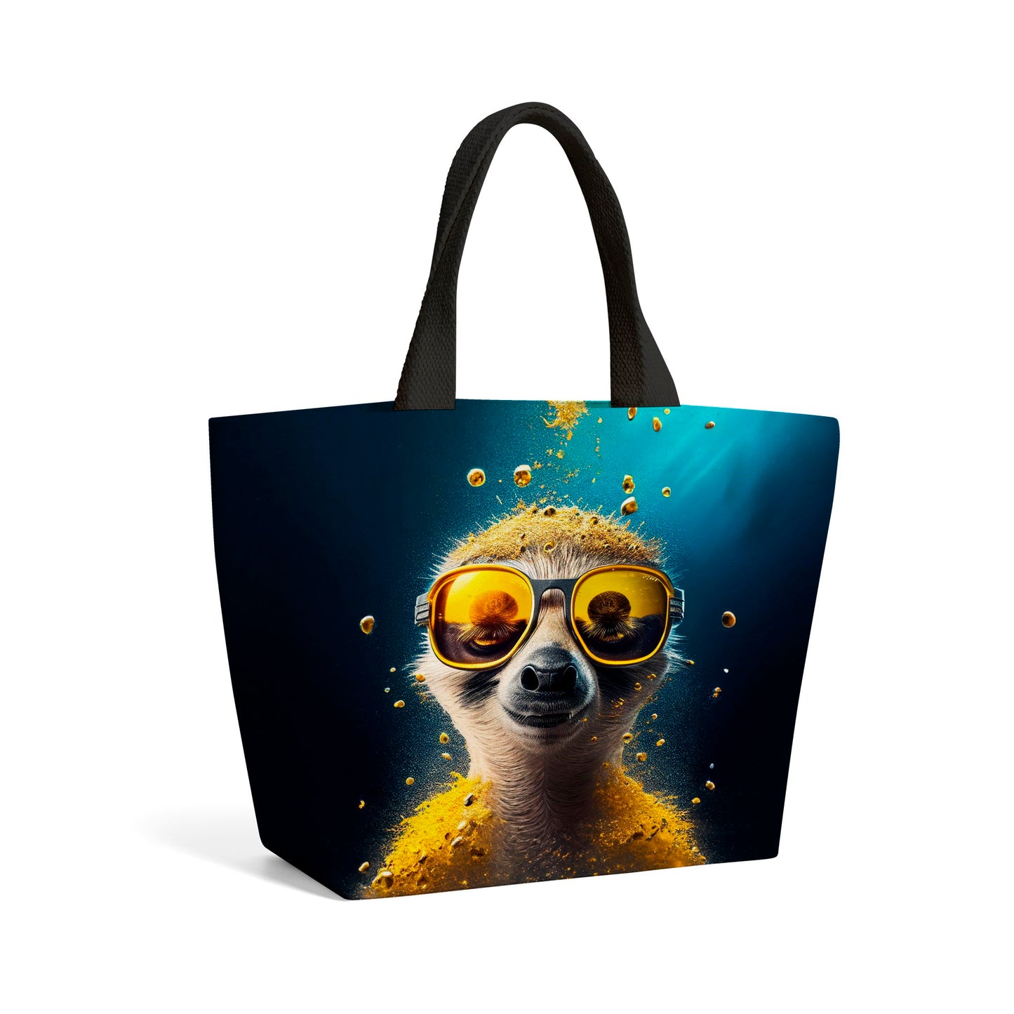 Meerkat With Golden Glasses Splashart Beach Shopper Tote Bag