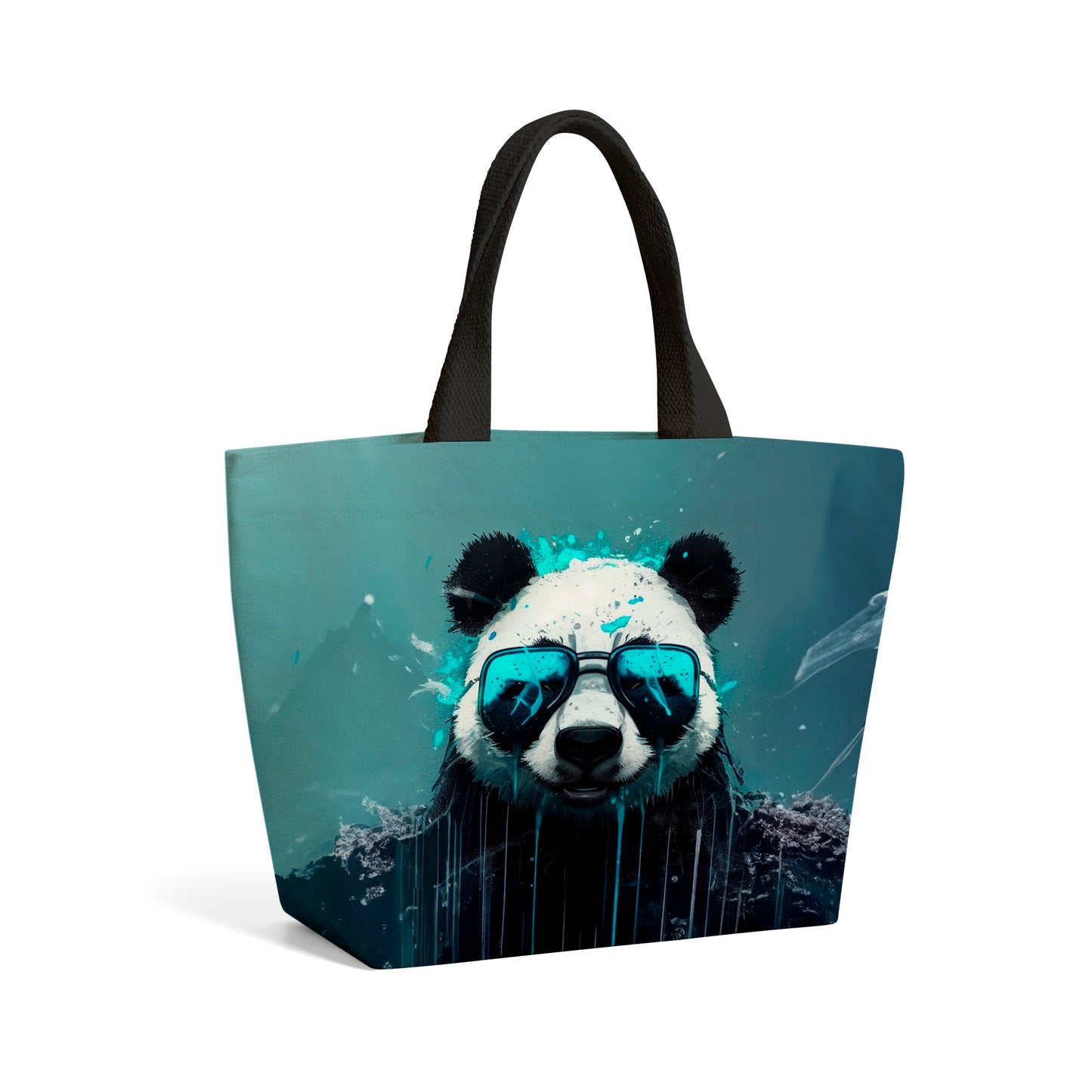 Panda With Blue Glasses Splashart Beach Shopper Tote Bag