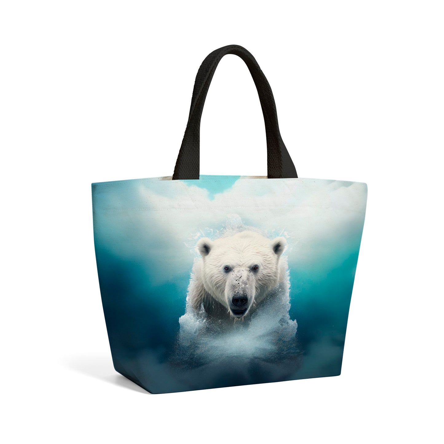 Polar Bear Splashart Beach Shopper Tote Bag