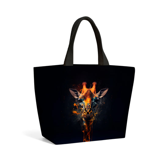 Golden Giraffe Face Splashart Beach Shopper Tote Bag