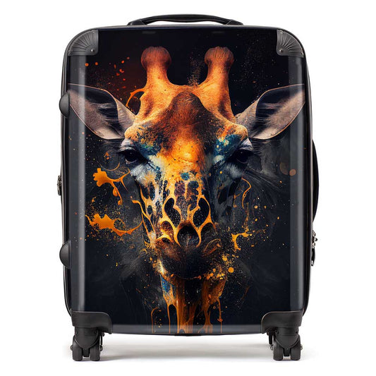 Golden Giraffe Face Splashart Suitcase