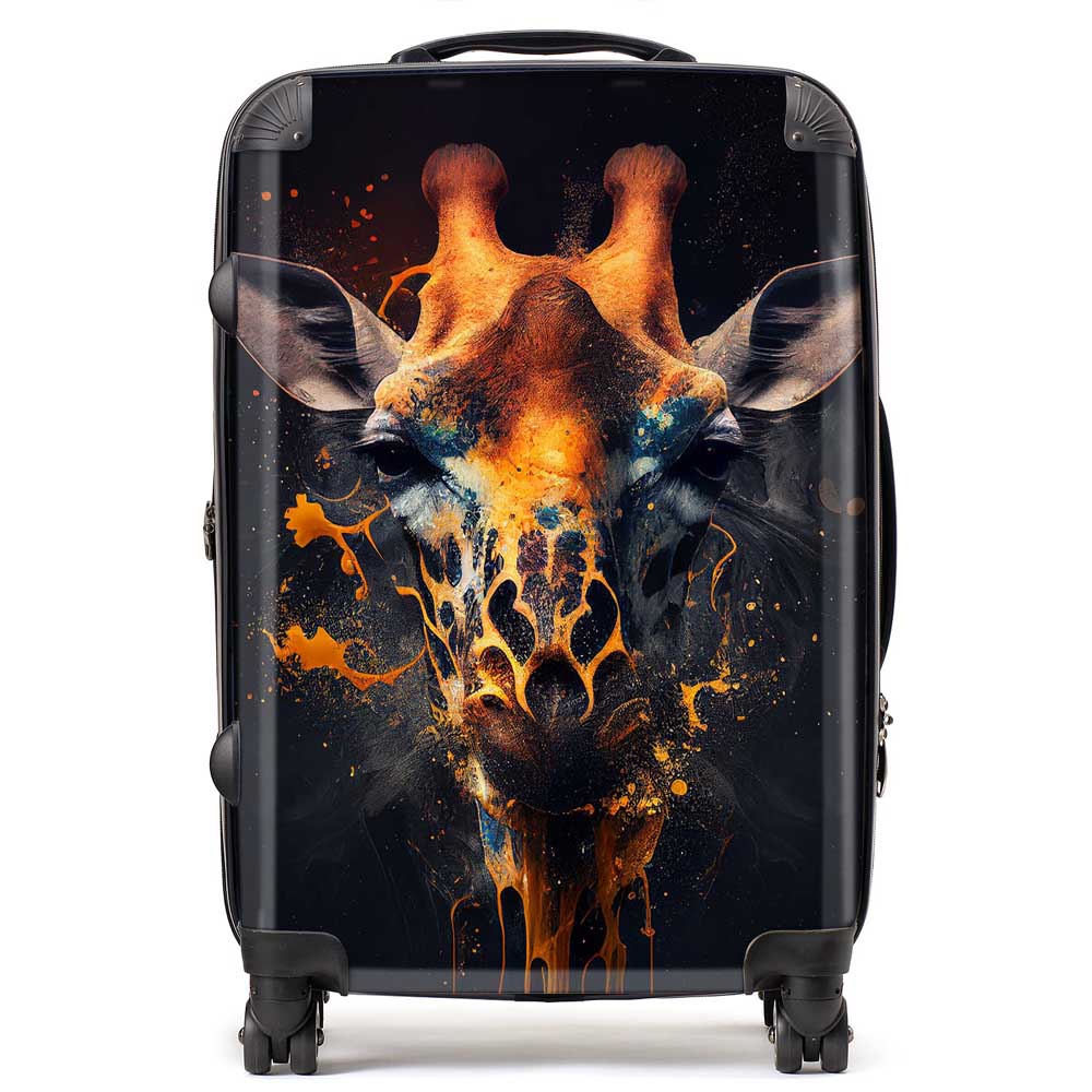 Golden Giraffe Face Splashart Suitcase