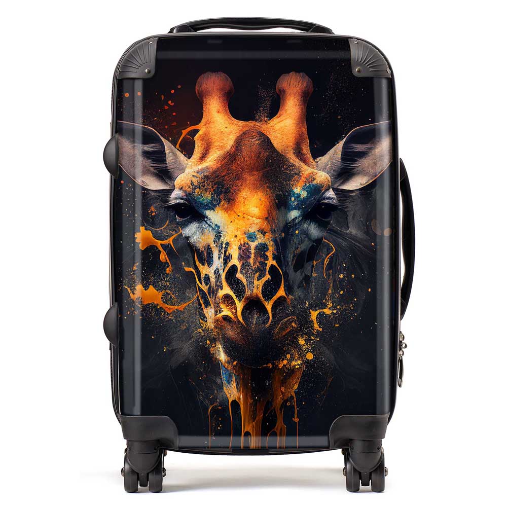 Golden Giraffe Face Splashart Suitcase