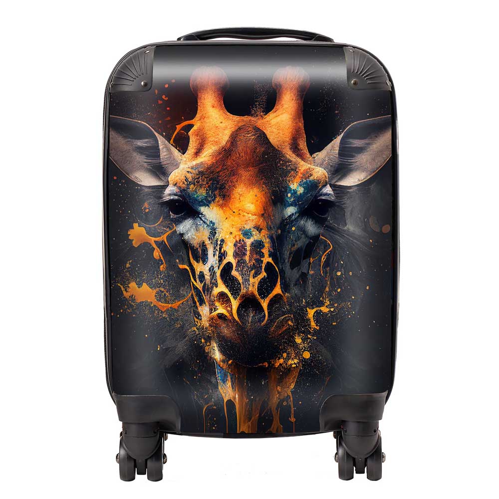 Golden Giraffe Face Splashart Suitcase