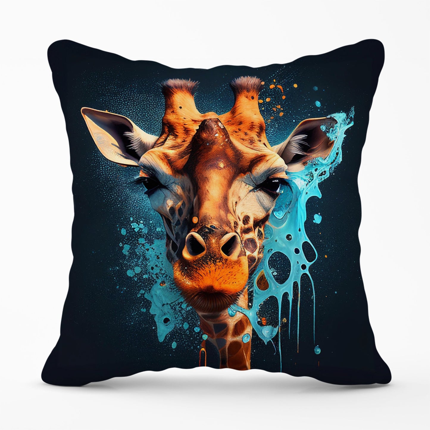 Blue Giraffe Face Splashart Cushions