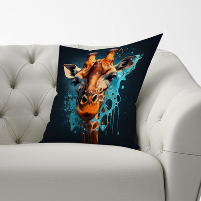 Blue Giraffe Face Splashart Cushions