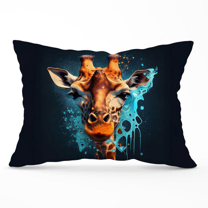 Blue Giraffe Face Splashart Cushions