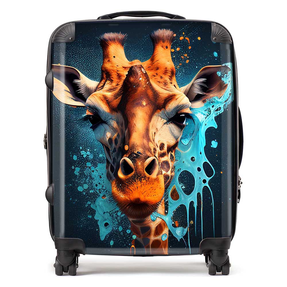 Blue Giraffe Face Splashart Suitcase