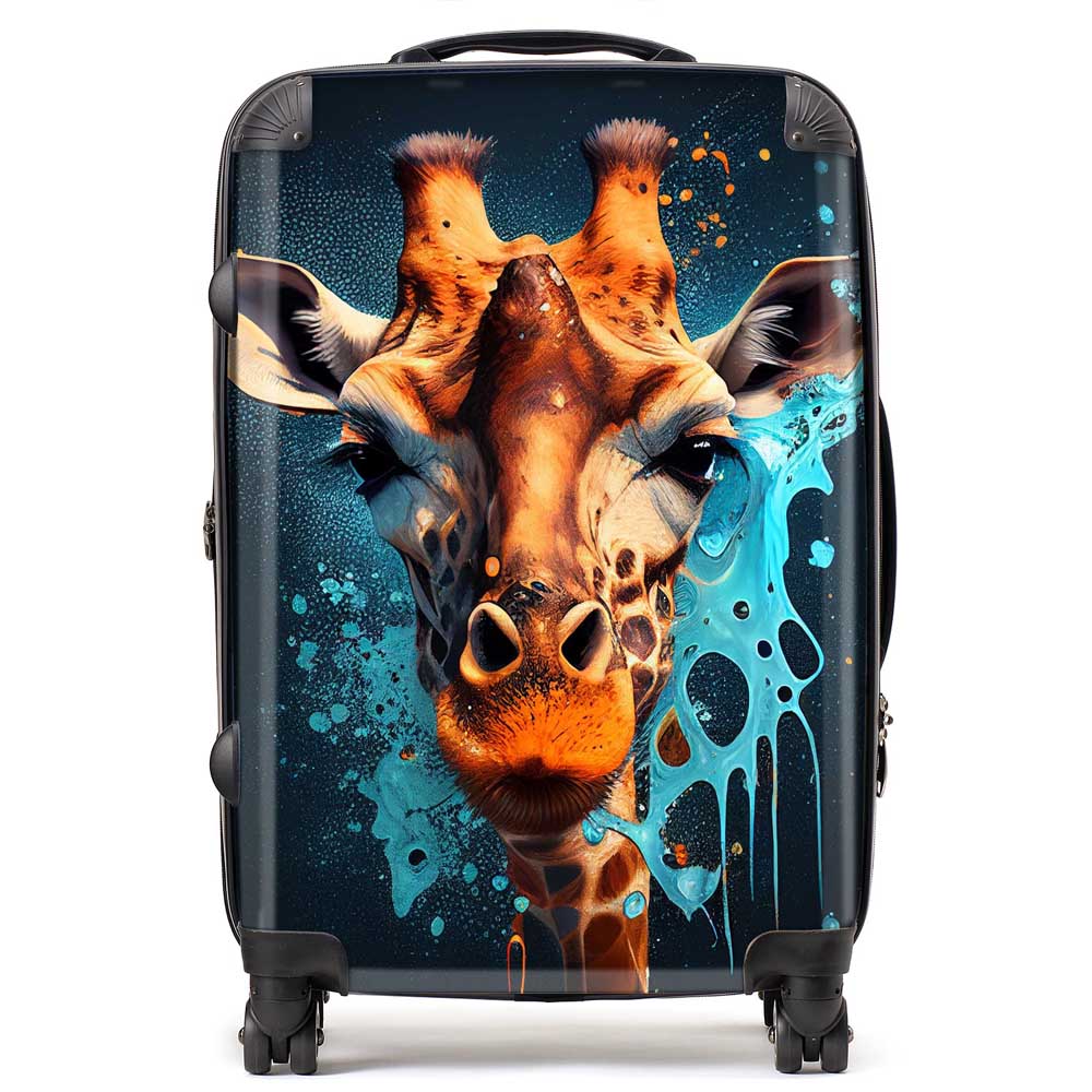 Blue Giraffe Face Splashart Suitcase