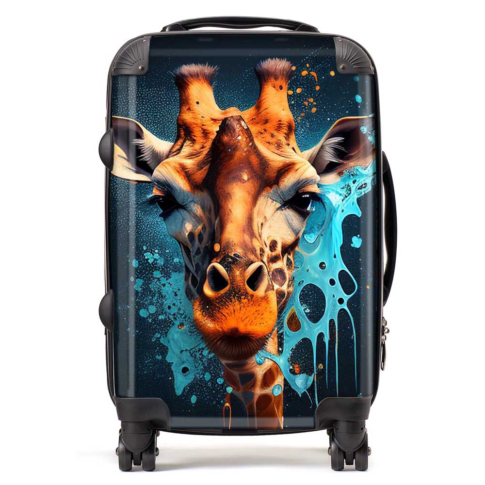 Blue Giraffe Face Splashart Suitcase