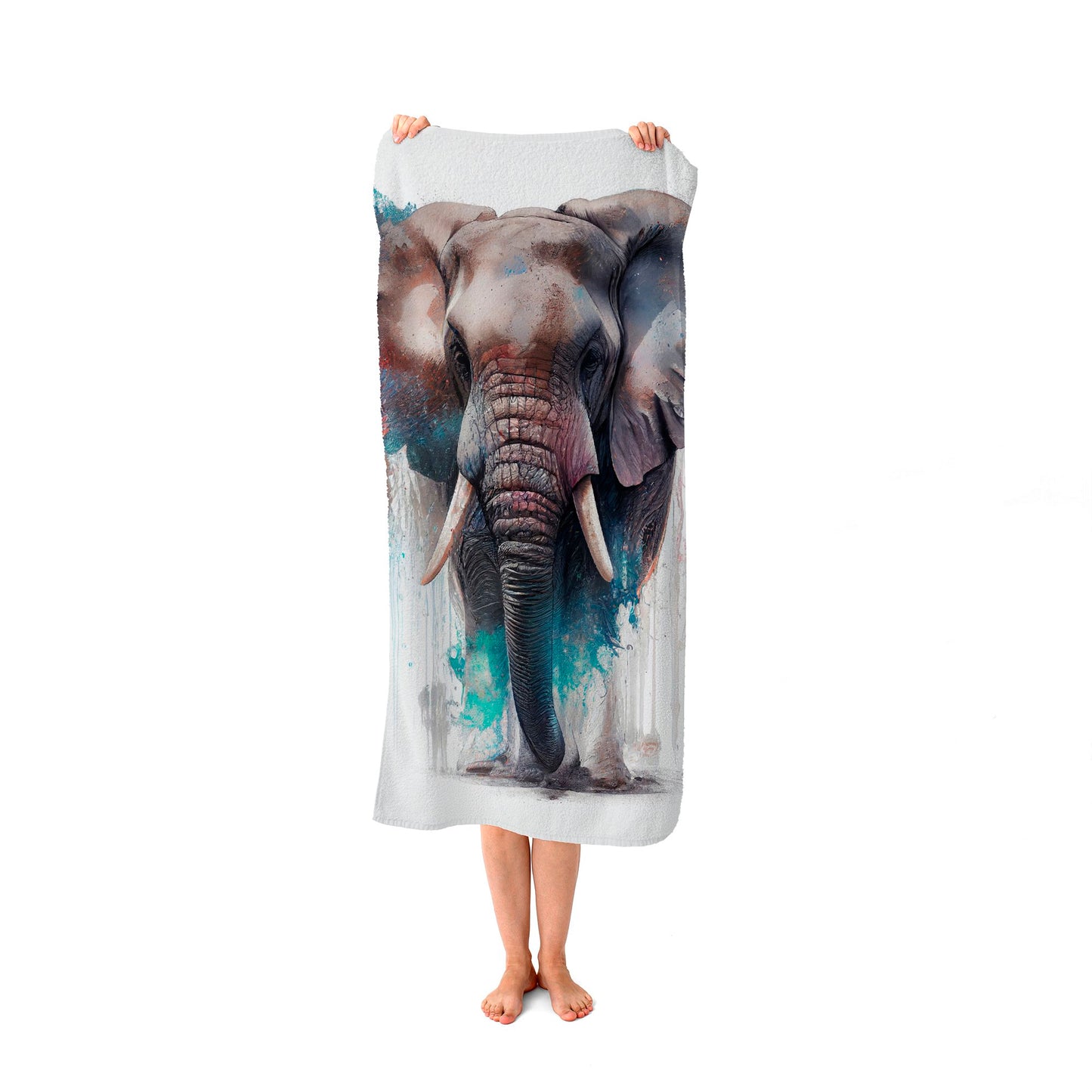 Elephant Splashart Beach Towel