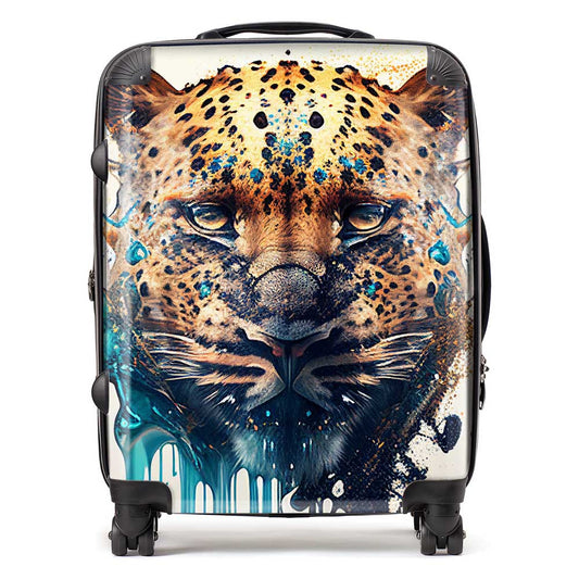 Leapoard Face Splashart On Light Background Suitcase