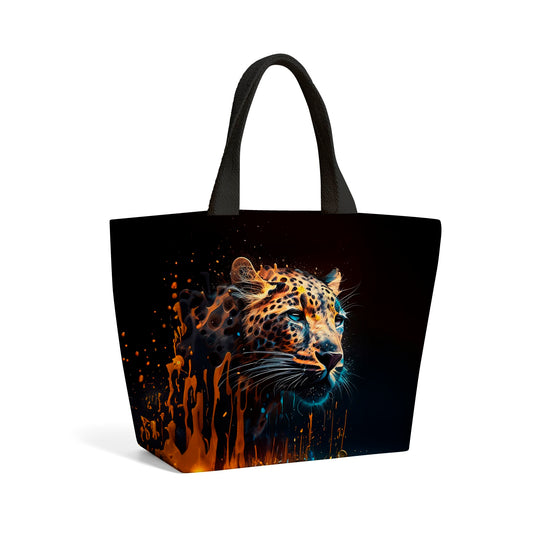 Leapoard Splashart On Dark Background Beach Shopper Tote Bag