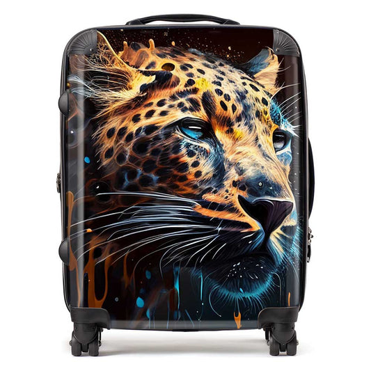 Leapoard Face Splashart On Dark Background Suitcase