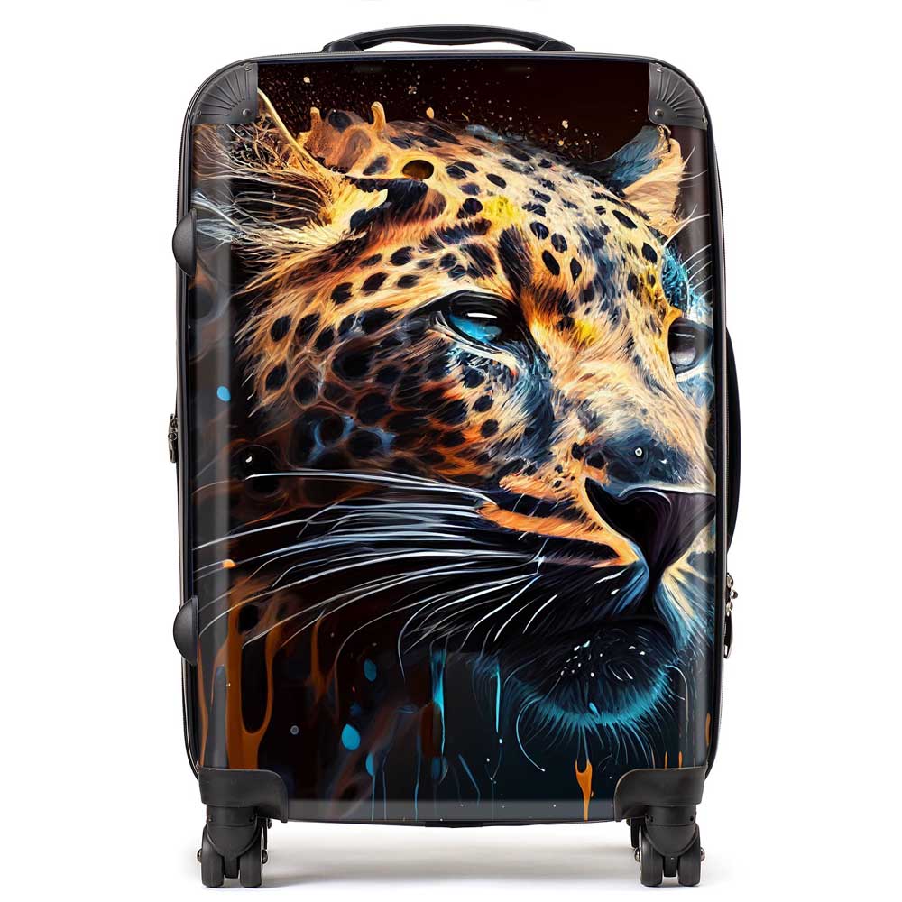 Leapoard Face Splashart On Dark Background Suitcase