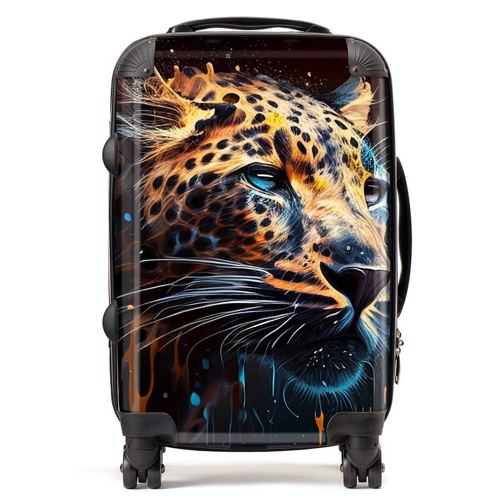 Leapoard Face Splashart On Dark Background Suitcase