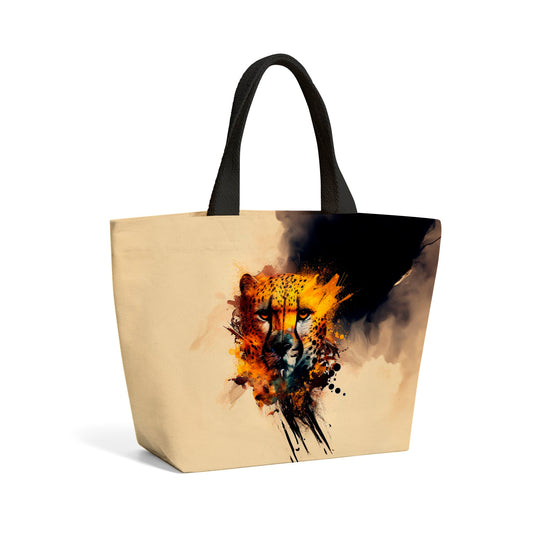 Cheetah Face Splashart Beach Shopper Tote Bag