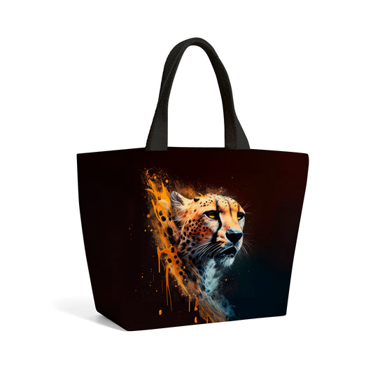 Cheetah Splashart Dark Background Beach Shopper Tote Bag