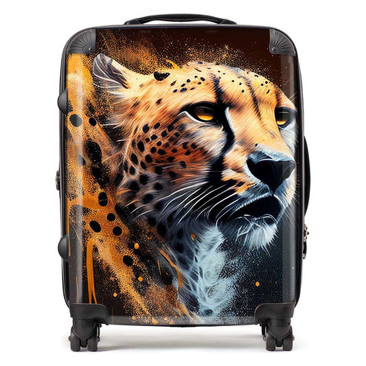 Cheetah Face Splashart Dark Background Suitcase