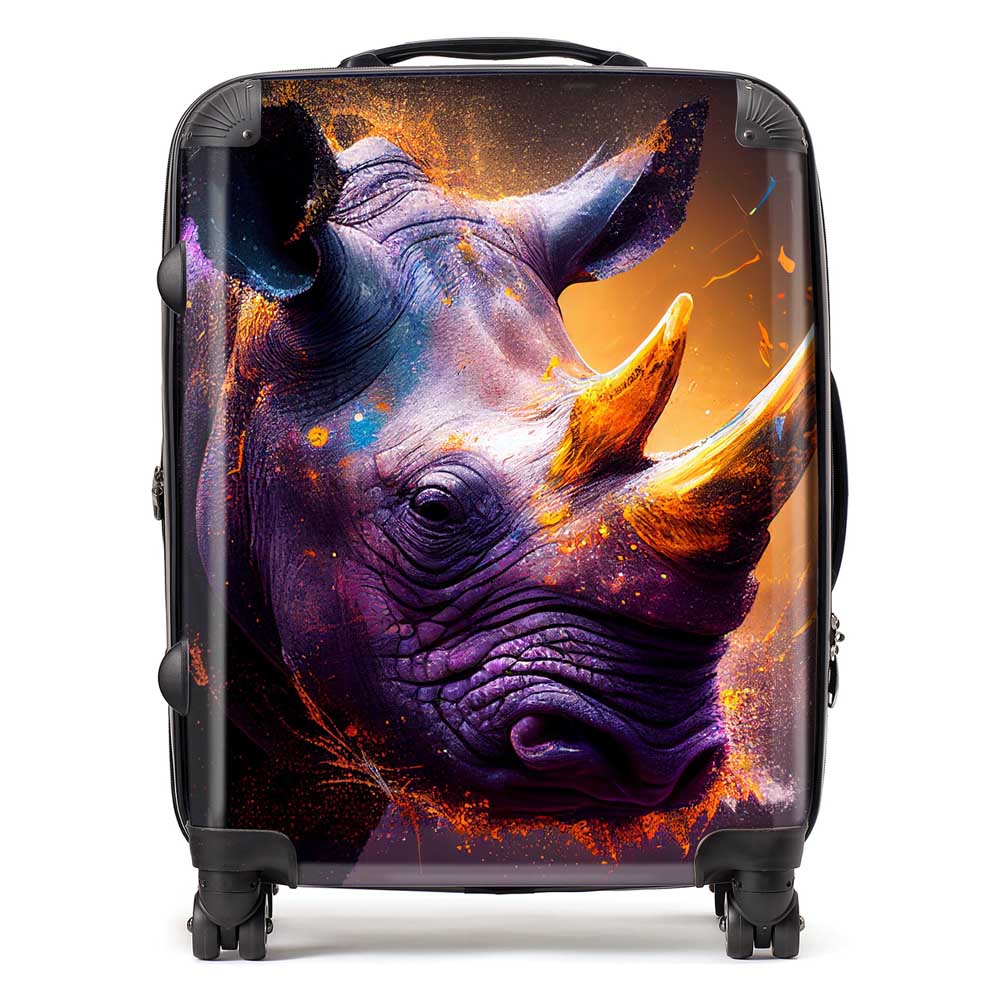 Golden Rhino Face Splashart Suitcase