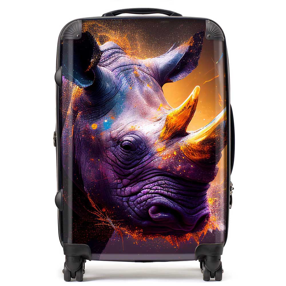 Golden Rhino Face Splashart Suitcase