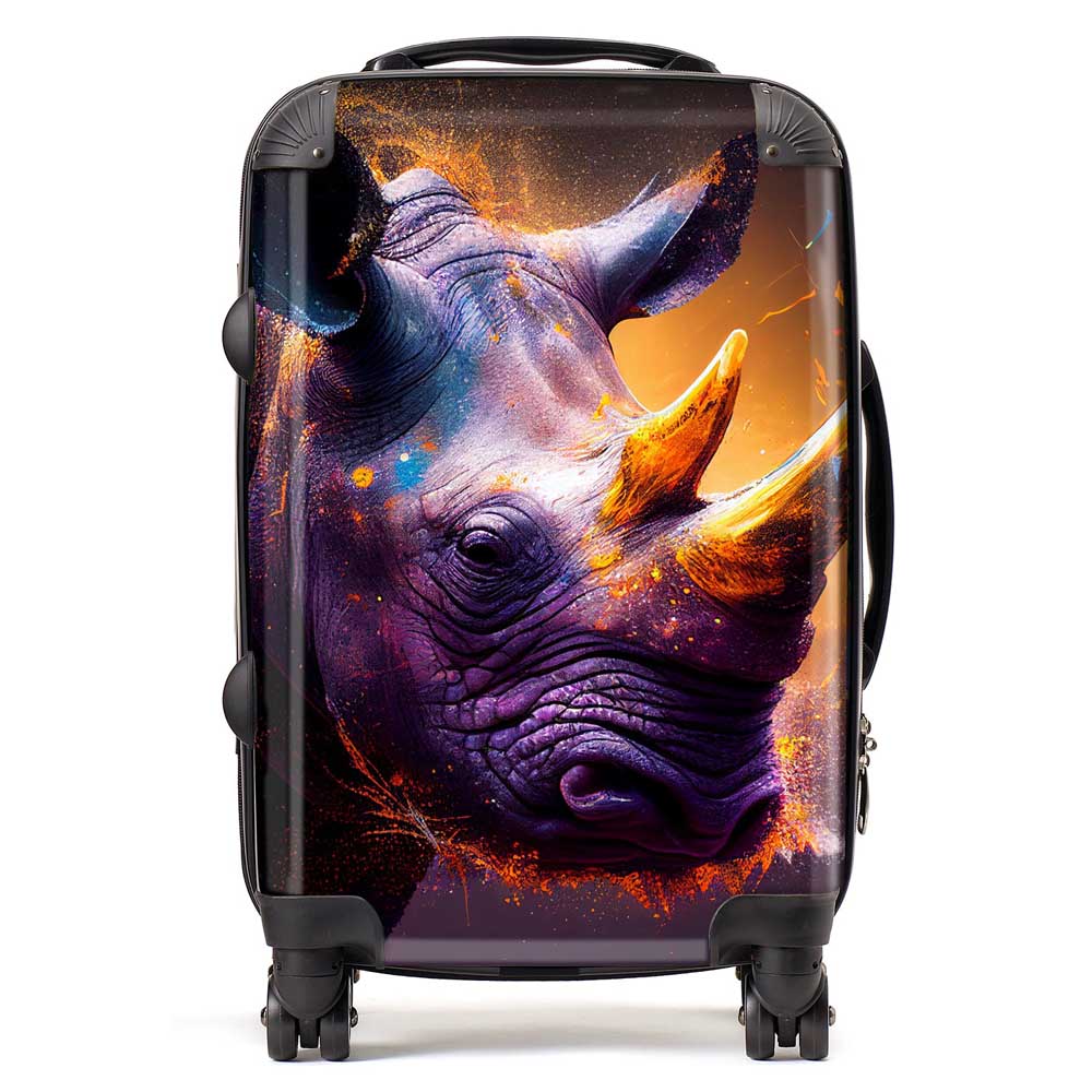 Golden Rhino Face Splashart Suitcase