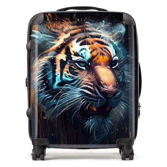 Tiger Face Splashart Dark Background Suitcase