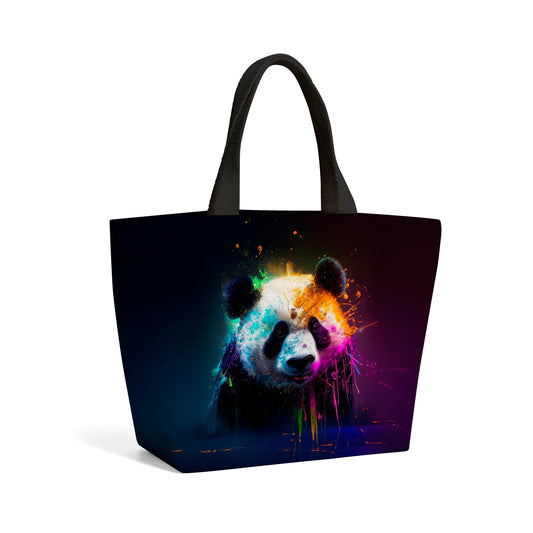 Panda Face Splashart Colourful Beach Shopper Tote Bag