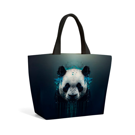 Panda Face Splashart Dark Background Beach Shopper Tote Bag