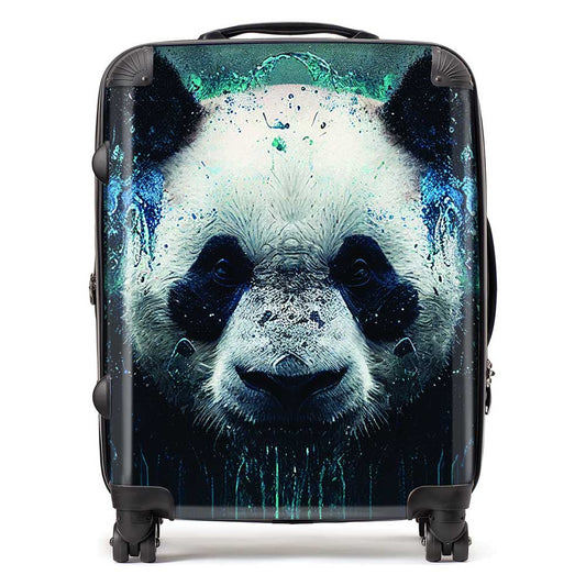 Panda Face Splashart Dark Background Suitcase