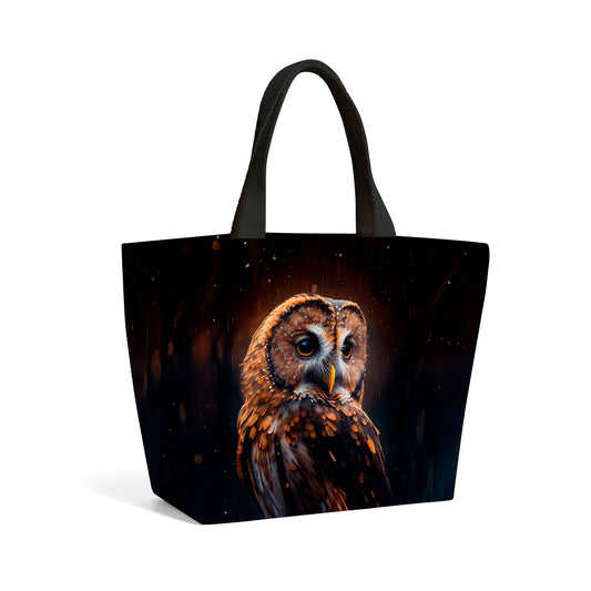 Tawny Owl Splashart Dark Background Beach Shopper Tote Bag