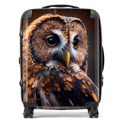 Tawny Owl Face Splashart Dark Background Suitcase